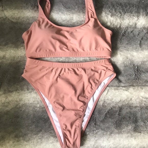 Pink High waisted cheeky Bikini - Picture 3 of 4